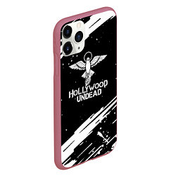 Чехол iPhone 11 Pro матовый Hollywood undead logo, цвет: 3D-малиновый — фото 2