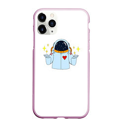 Чехол iPhone 11 Pro матовый Космонавт с сердцем, цвет: 3D-розовый