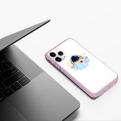Чехол iPhone 11 Pro матовый Космонавт с сердцем, цвет: 3D-розовый — фото 2