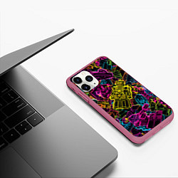 Чехол iPhone 11 Pro матовый Cyber space pattern Fashion 3022, цвет: 3D-малиновый — фото 2