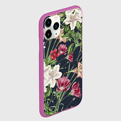 Чехол iPhone 11 Pro матовый Цветы Розовые, цвет: 3D-фиолетовый — фото 2