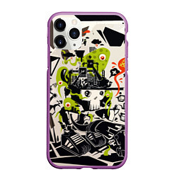 Чехол iPhone 11 Pro матовый Cyber pattern Skull Vanguard Fashion, цвет: 3D-фиолетовый