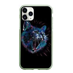 Чехол iPhone 11 Pro матовый Не зли кота!, цвет: 3D-салатовый