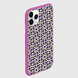 Чехол iPhone 11 Pro матовый УЗОР ГЕОМЕТРИЧЕСКИЙ ЖЕЛТЫЙ СИНИЙ, цвет: 3D-фиолетовый — фото 2