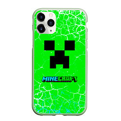 Чехол iPhone 11 Pro матовый Minecraft зеленый фон, цвет: 3D-салатовый