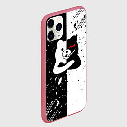Чехол iPhone 11 Pro матовый Monokuma брызги, цвет: 3D-малиновый — фото 2