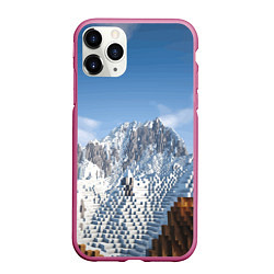 Чехол iPhone 11 Pro матовый Minecraft Mountains Video game, цвет: 3D-малиновый