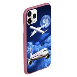 Чехол iPhone 11 Pro матовый Пассажирский самолет Ту-214, цвет: 3D-малиновый — фото 2