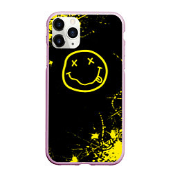 Чехол iPhone 11 Pro матовый Nirvana texture смайл, цвет: 3D-розовый