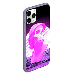 Чехол iPhone 11 Pro матовый Vaporwave Skull Психоделика, цвет: 3D-серый — фото 2