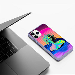 Чехол iPhone 11 Pro матовый Gorgon Medusa Vaporwave Neon Mountains, цвет: 3D-светло-сиреневый — фото 2