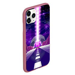 Чехол iPhone 11 Pro матовый Vaporwave Neon Space, цвет: 3D-малиновый — фото 2