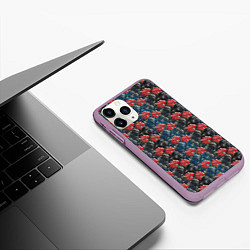 Чехол iPhone 11 Pro матовый Flowers Pattern, цвет: 3D-сиреневый — фото 2