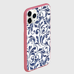 Чехол iPhone 11 Pro матовый Гжелевый рисунок, цвет: 3D-малиновый — фото 2
