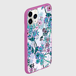 Чехол iPhone 11 Pro матовый Яркие красочные цветы, цвет: 3D-фиолетовый — фото 2