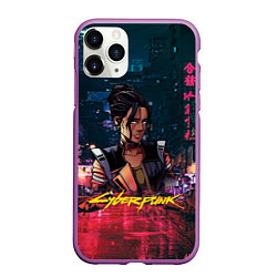 Чехол iPhone 11 Pro матовый Панам Cyberpunk2077, цвет: 3D-фиолетовый