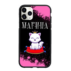 Чехол iPhone 11 Pro матовый Марина - КОШКА - Брызги, цвет: 3D-черный