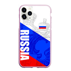 Чехол iPhone 11 Pro матовый RUSSIA - SPORTWEAR - ТРИКОЛОР, цвет: 3D-розовый