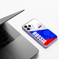 Чехол iPhone 11 Pro матовый RUSSIA - SPORTWEAR - ТРИКОЛОР, цвет: 3D-светло-сиреневый — фото 2