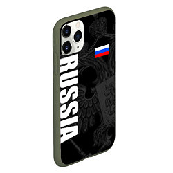 Чехол iPhone 11 Pro матовый RUSSIA - BLACK EDITION, цвет: 3D-темно-зеленый — фото 2