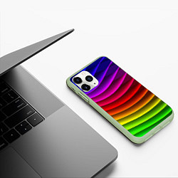Чехол iPhone 11 Pro матовый Color line neon pattern Abstraction Summer 2023, цвет: 3D-салатовый — фото 2