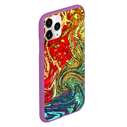 Чехол iPhone 11 Pro матовый Хаотичные линии Abstract pattern, цвет: 3D-фиолетовый — фото 2