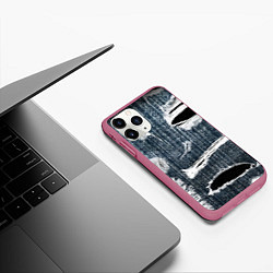 Чехол iPhone 11 Pro матовый Джинсовое рваньё Fashion trend, цвет: 3D-малиновый — фото 2