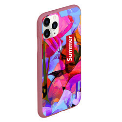 Чехол iPhone 11 Pro матовый Красочный летний цветочный паттерн Summer color pa, цвет: 3D-малиновый — фото 2