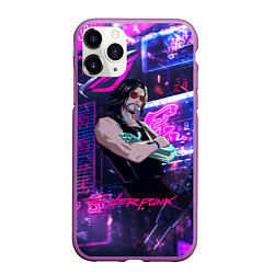 Чехол iPhone 11 Pro матовый Johnny cyberpunk2077, цвет: 3D-фиолетовый