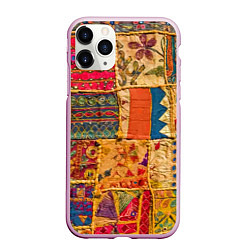 Чехол iPhone 11 Pro матовый Пэчворк Лоскутное одеяло Patchwork Quilt, цвет: 3D-розовый