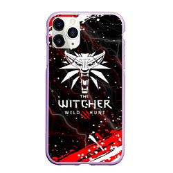 Чехол iPhone 11 Pro матовый THE WITCHER ВОЛК БРЫЗГИ КРАСОК МОЛНИИ, цвет: 3D-сиреневый