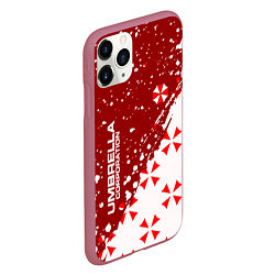 Чехол iPhone 11 Pro матовый Resident Evil Umbrella Corporation паттерн, цвет: 3D-малиновый — фото 2