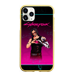 Чехол iPhone 11 Pro матовый Романтичный Johnny Cyberpunk2077, цвет: 3D-желтый