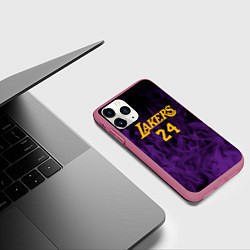 Чехол iPhone 11 Pro матовый Lakers 24 фиолетовое пламя, цвет: 3D-малиновый — фото 2