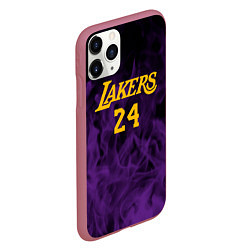 Чехол iPhone 11 Pro матовый Lakers 24 фиолетовое пламя, цвет: 3D-малиновый — фото 2