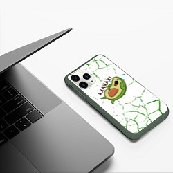 Чехол iPhone 11 Pro матовый Авокадо зелёные Трещины, цвет: 3D-темно-зеленый — фото 2