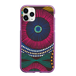 Чехол iPhone 11 Pro матовый Африка Орнамент, цвет: 3D-фиолетовый