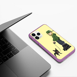 Чехол iPhone 11 Pro матовый Девочка и собака-улыбака, цвет: 3D-фиолетовый — фото 2