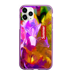 Чехол iPhone 11 Pro матовый Красочный цветочный узор Лето Colorful Floral Patt, цвет: 3D-фиолетовый