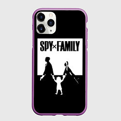 Чехол iPhone 11 Pro матовый Spy x Family: Семья шпиона черно-белая