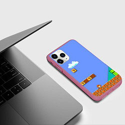 Чехол iPhone 11 Pro матовый Марио дизайн, цвет: 3D-малиновый — фото 2