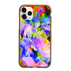 Чехол iPhone 11 Pro матовый Красочный цветочный узор Весна - Лето 2023 Colorfu, цвет: 3D-коричневый