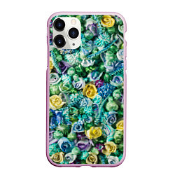 Чехол iPhone 11 Pro матовый Акриловые Цветы - Паттерн, цвет: 3D-розовый