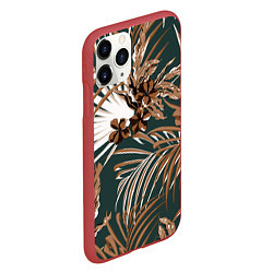 Чехол iPhone 11 Pro матовый Цветы Приглушённые Тропики, цвет: 3D-красный — фото 2
