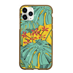 Чехол iPhone 11 Pro матовый Цветы В Джунглях, цвет: 3D-коричневый