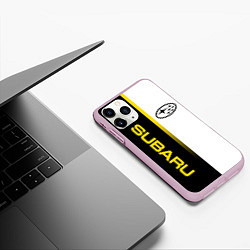 Чехол iPhone 11 Pro матовый SUBARU - GOLD EDITION LINE, цвет: 3D-розовый — фото 2