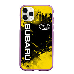 Чехол iPhone 11 Pro матовый СУБАРУ - SUBARU Желтые пятна, цвет: 3D-фиолетовый