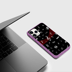 Чехол iPhone 11 Pro матовый Нотные Знаки с Нотным Станом, цвет: 3D-фиолетовый — фото 2