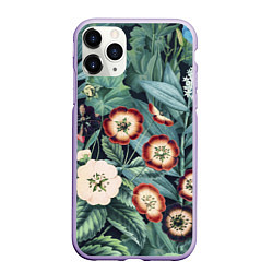 Чехол iPhone 11 Pro матовый Цветы Полуночные, цвет: 3D-светло-сиреневый
