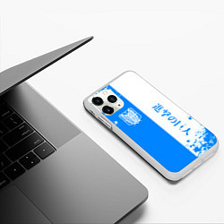 Чехол iPhone 11 Pro матовый Атака титанов два цвета - голубой белый, цвет: 3D-белый — фото 2